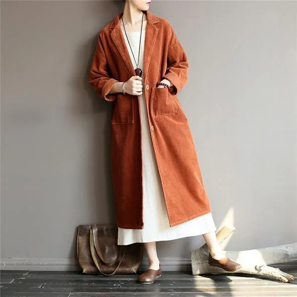 2020 Autumn Winter New Solid Color Long Sleeve Button Pockets Casual Loose Women Trench