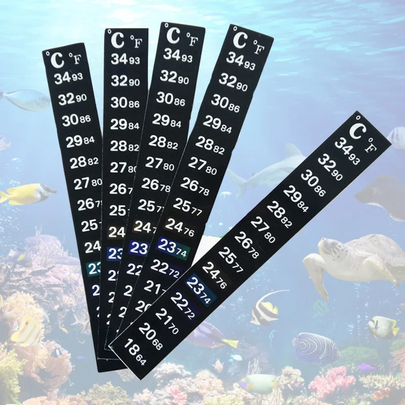 Oocharger Aquarium Fish Tank Strip Stick-on discolor Thermometer Sticker Adhesive Sticky Dual Scale Sticker Temperature Tools