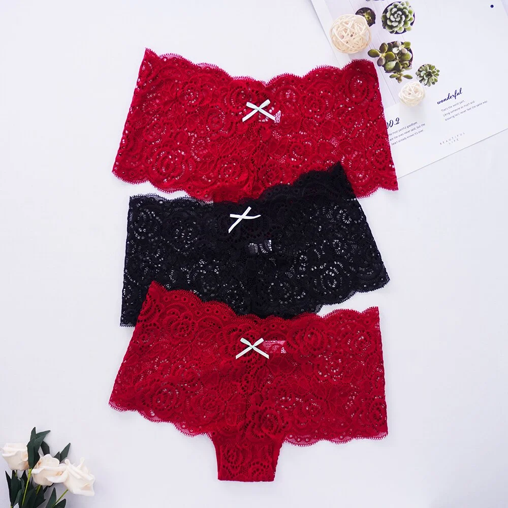 Billionm Sexy Women's Panties Boyshort Lace Underwear Plus Size Woman Boxers Seamless Transparent Pants Solid Underpants S-4XL