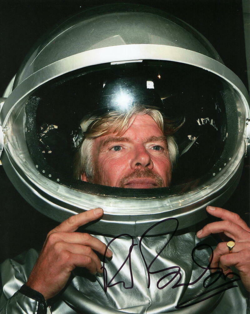 RICHARD BRANSON SIGNED AUTOGRAPH 8x10 Photo Poster painting CLASSIC IMAGE OF VIRGIN GALACTIC CEO