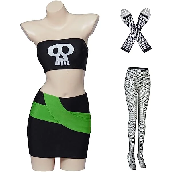 Sam Manson Cosplay Costume Womens Sexy Outfit Crop Top with Mini Skirt