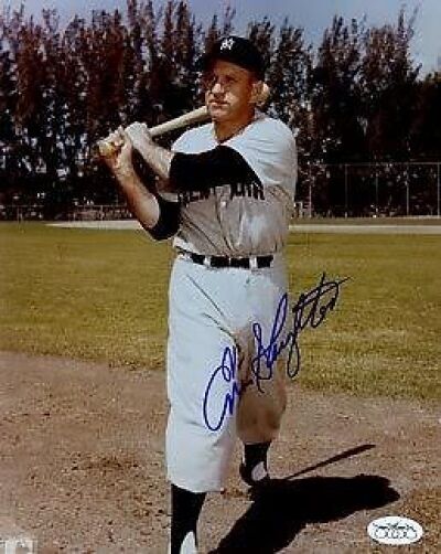 Enos Slaughter Yankees Signed Jsa Cert Sticker 8x10 Photo Poster painting Autograph Authentic