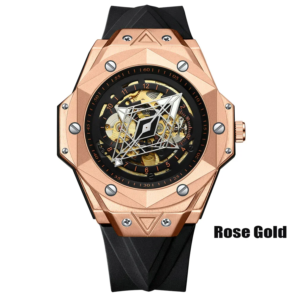 Fashion Men's Automatic Mechanical Watch Silicone Waterproof Sports Watch