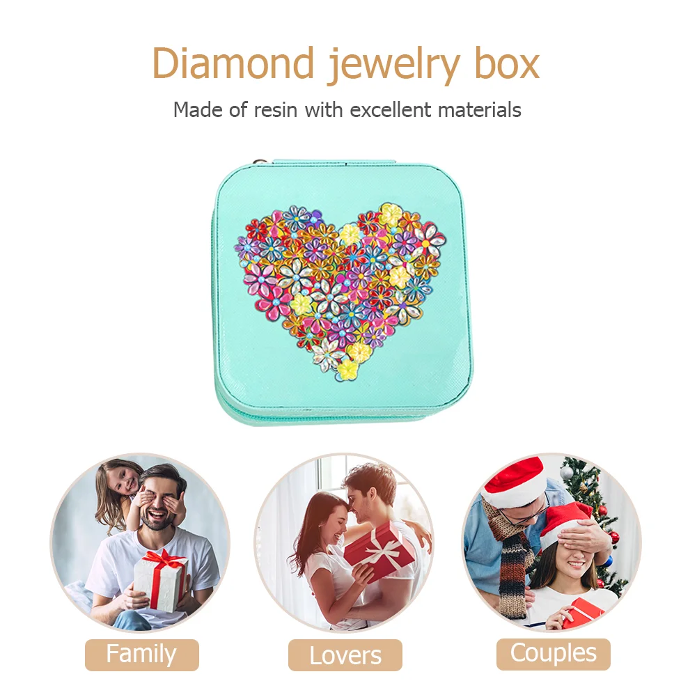 DIY 5D Rhinestone Jewelry Storage Box Special Shape Diamond Case (Heart)