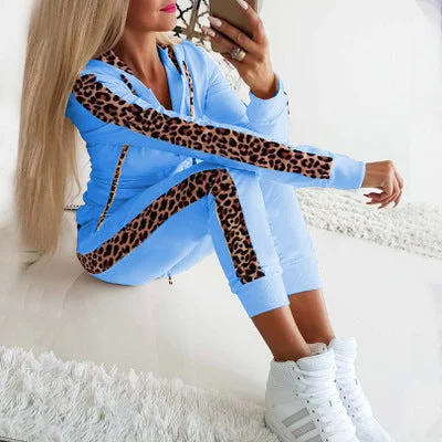 Uveng Leopard Print Hooded Sports Yoga Pants