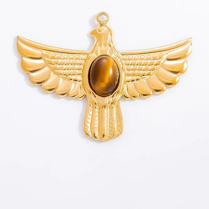 1 Piece 6.7*9.9mm 304 Stainless Steel Natural Stone Geometric Pendant Jewelry Accessories