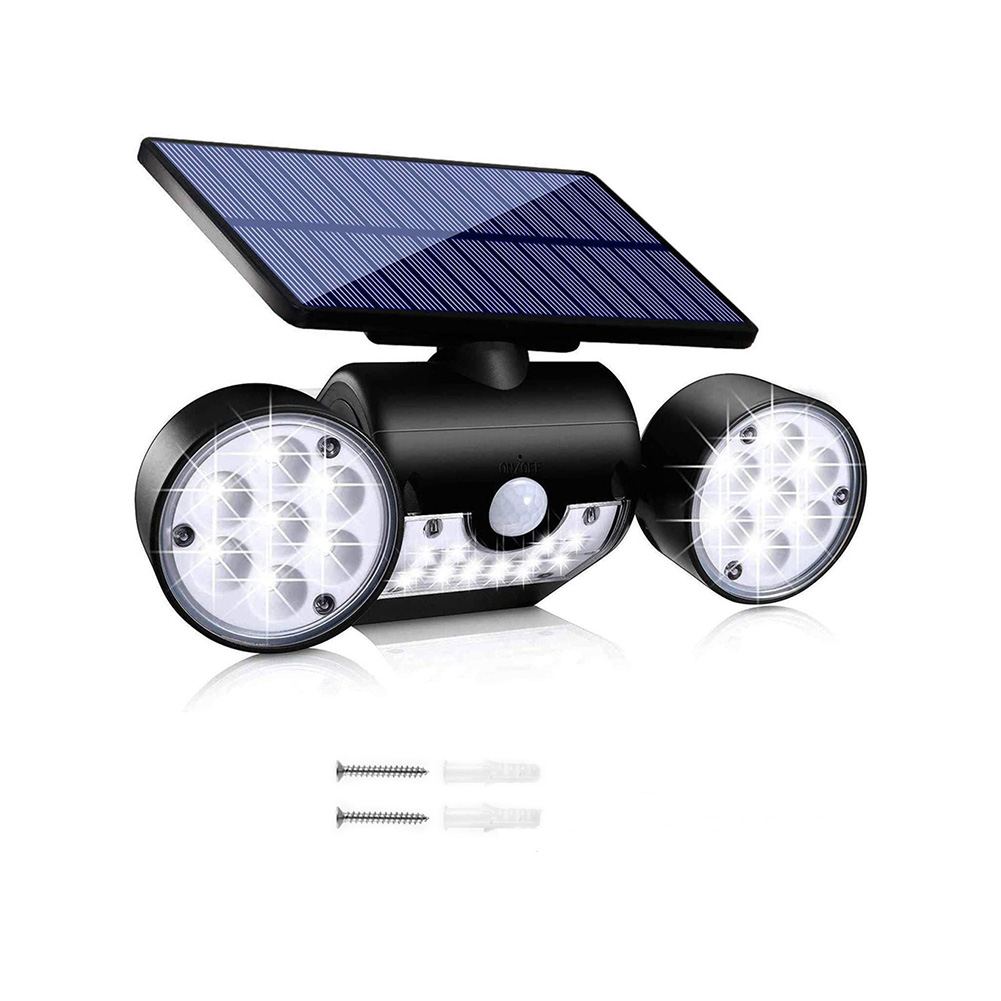 

Solar Sensor Wall Light Lighting Waterproof Double Head Rotating Spotlights, 501 Original