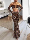 Sexy Strapless Leopard Flared Pants Suits