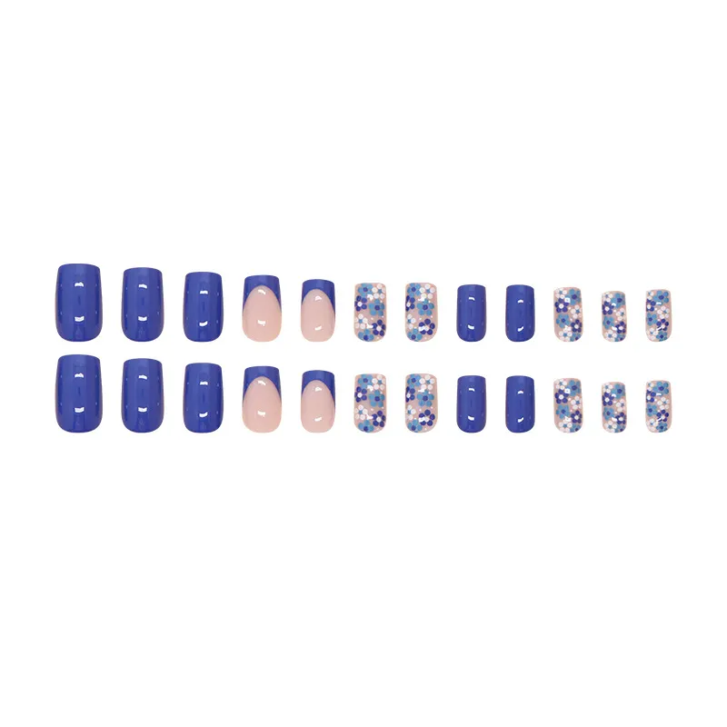 Churchf Churchf Nail Blue Print Wear Nail French Removable Beauty Nail Piece Simple Nail Piece Nail Patch