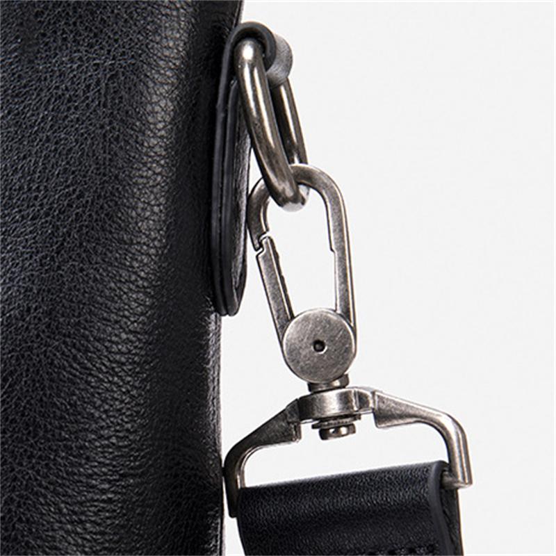 Men's Genuine Leather Casual Business Handbag Solid Color Crossbody Bag