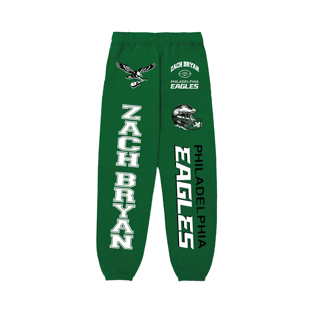 "Zach Bryan Philadelphia Eagles green sweatpants front"