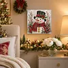 (20x20cm)Red Scarf Snowman Xmas Pearl Painting Art Kits With Inner Frame Pearl Gem Paintings Picture Arts Craft for Adults Beginners Home Wall Decor