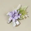 10PCS Violet Purple Wedding Catering Bridal Groom Guests Corsage Boutonniere Wrist Artificial Flower Bouquets