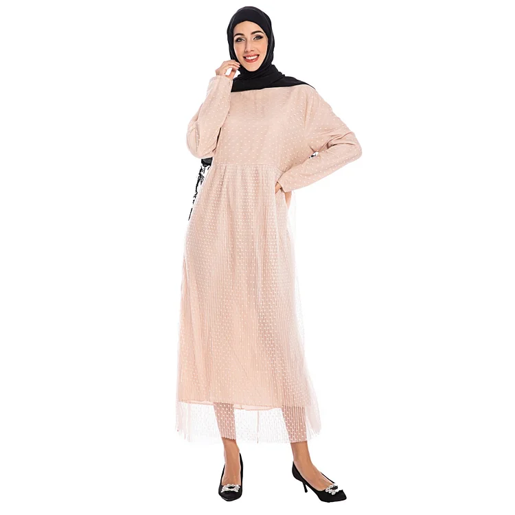 Muslim Women Stylish Kashibo Abaya Muslim Ladies Long Gown Islamic Clothing Jilbab Jalabiya Polka Dot Plus Size Dress