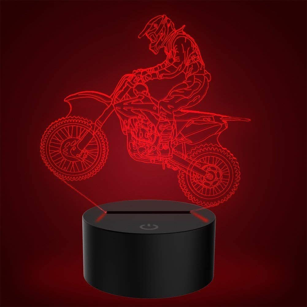 

Motorcycle 3D Nightlight LED Kids Bedroom Touch Sensor Colorful Lamp Decor, 501 Original