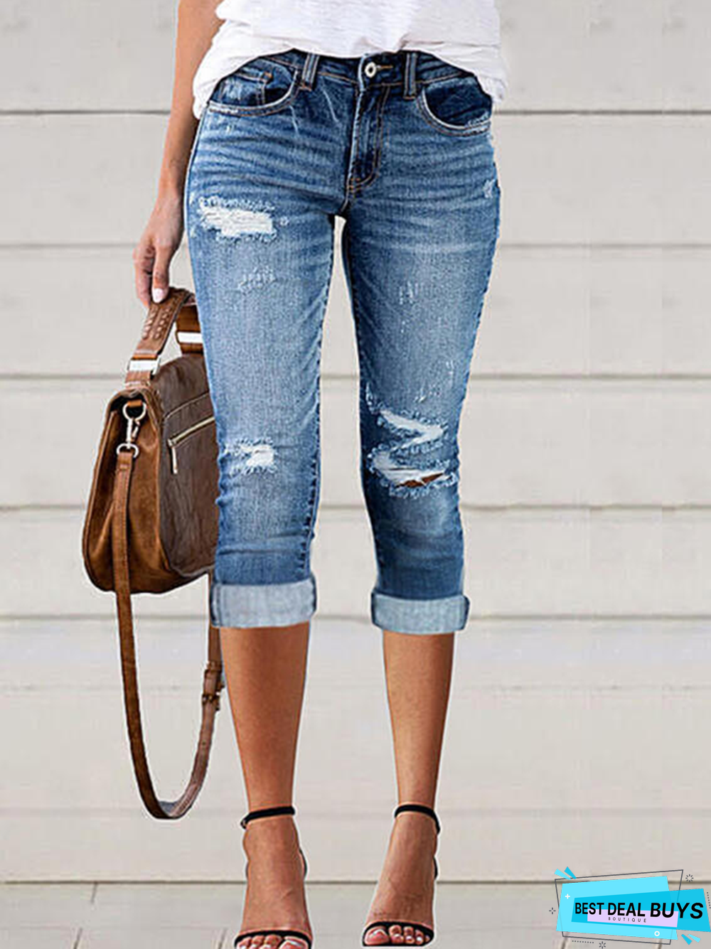 Casual Plain Regular Fit Denim&jeans