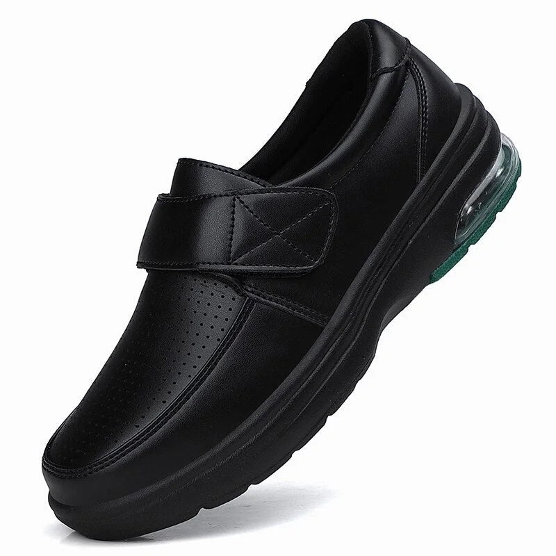 Women Nursing Shoes Comfortable Walking Slip On Nurse Restaurant Work Waterproof Slip-Resistant Lightweight Leather Loafers