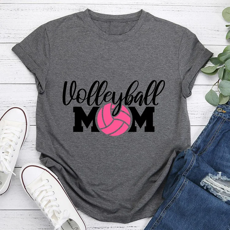 Volleyball Mom  Round Neck T-shirt-Annaletters