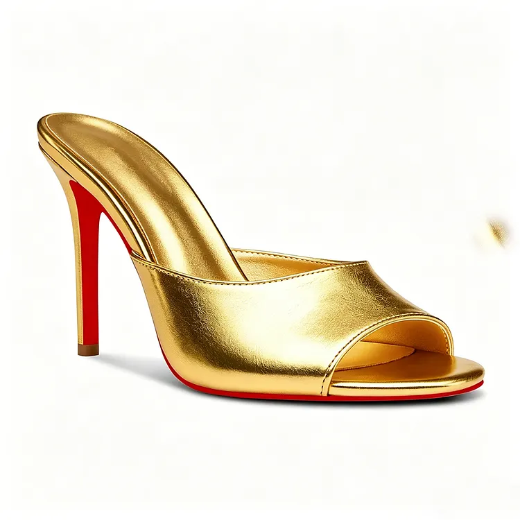 100mm Women's Sandals Pointed Toe Mules Red Bottom Heels Slip on Stilettos VOCOSI VOCOSI