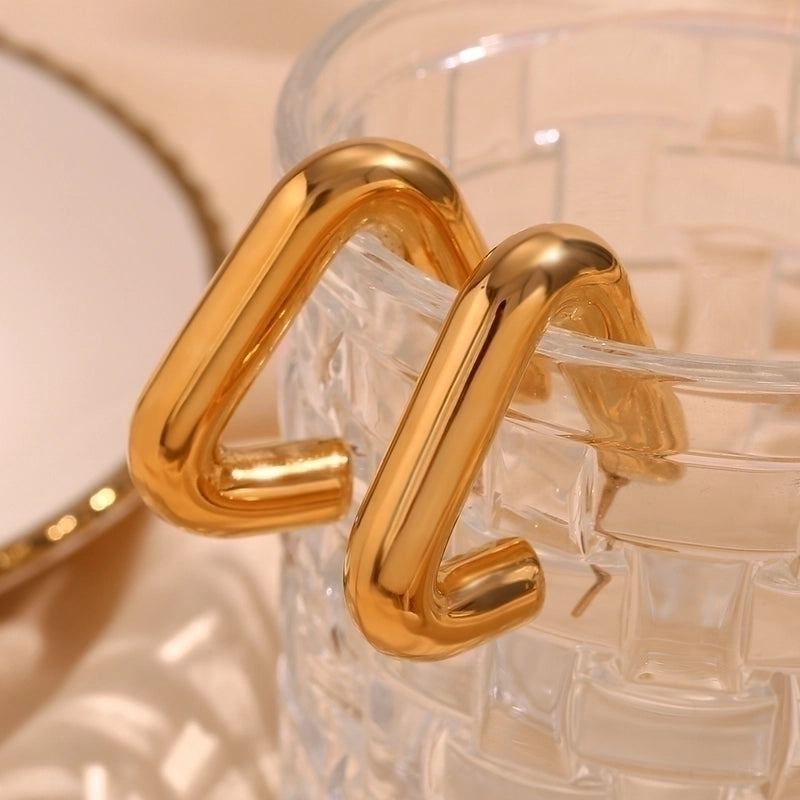 1 Pair Basic Minimalist Classic Style Triangle Plating 304 Stainless Steel 18K Gold Plated Earrings