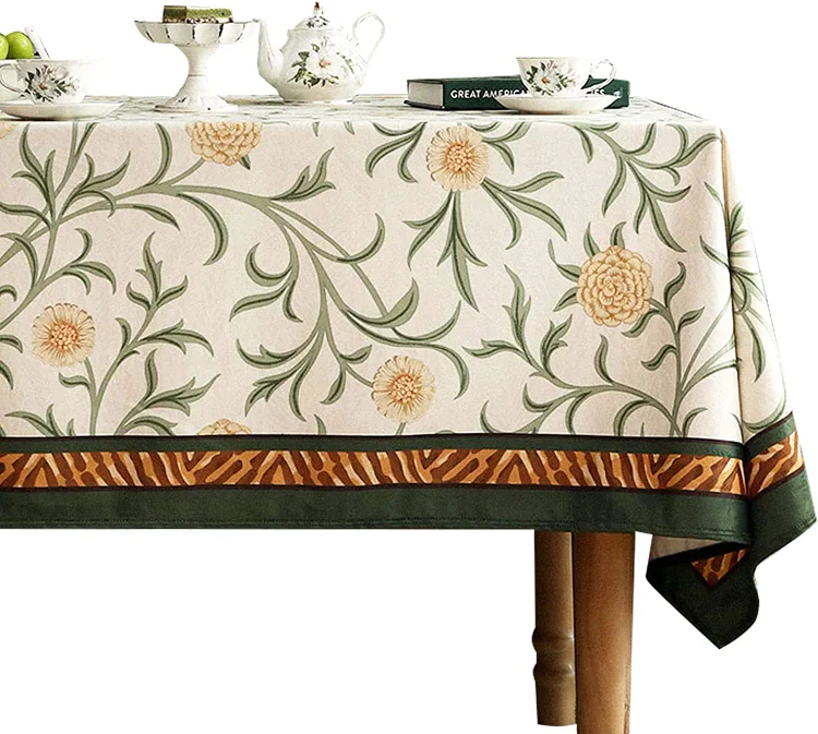 French Daisy Rectangle Tablecloth Kitchen Dining Table Decor Reusable Waterproof Table Covers Holiday Party Wedding Decorations