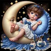 uk.everydayedeals Diamond Painting - Full Round - Moon Pajama Girl(40*40cm)