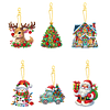 (US Local)6PCS  Christmas DIY Diamond Painting Keychain Diamond Art Kits Keyrings