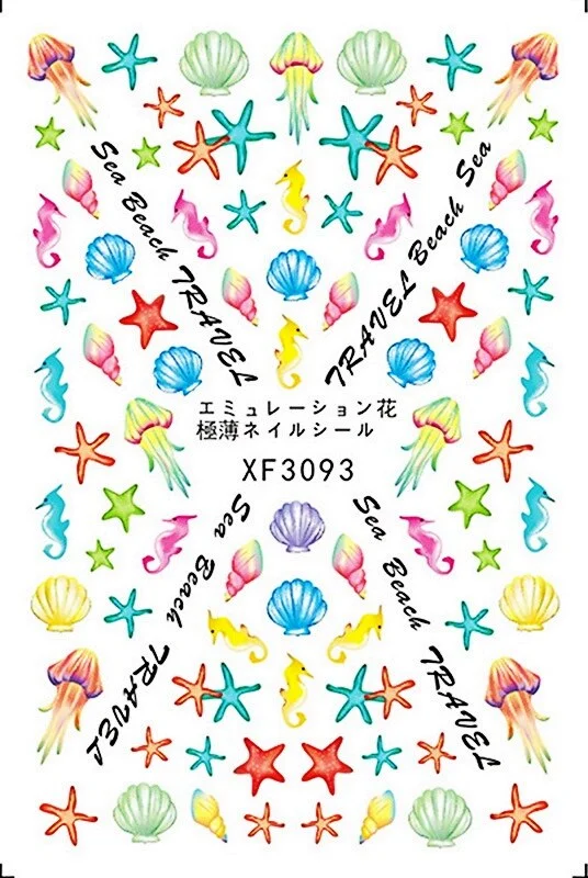 Under The Sea Nail Art Stickers Decoration Back Glue Self Adhesive Decal 3D Nail Sticker Manicure Tropical Fish Nail Design Foil