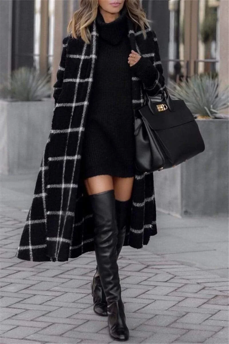 Fashion Casual Plaid Hooded Coat (Only Coat)