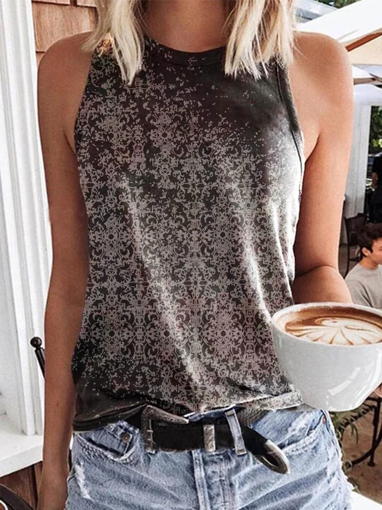 Halter Casual Tribal Sleeveless Tank Shirts & Tops