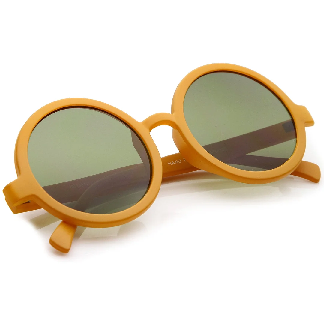 Classic Retro Horn Rimmed Neutral-Colored Lens Round glasses 52mm