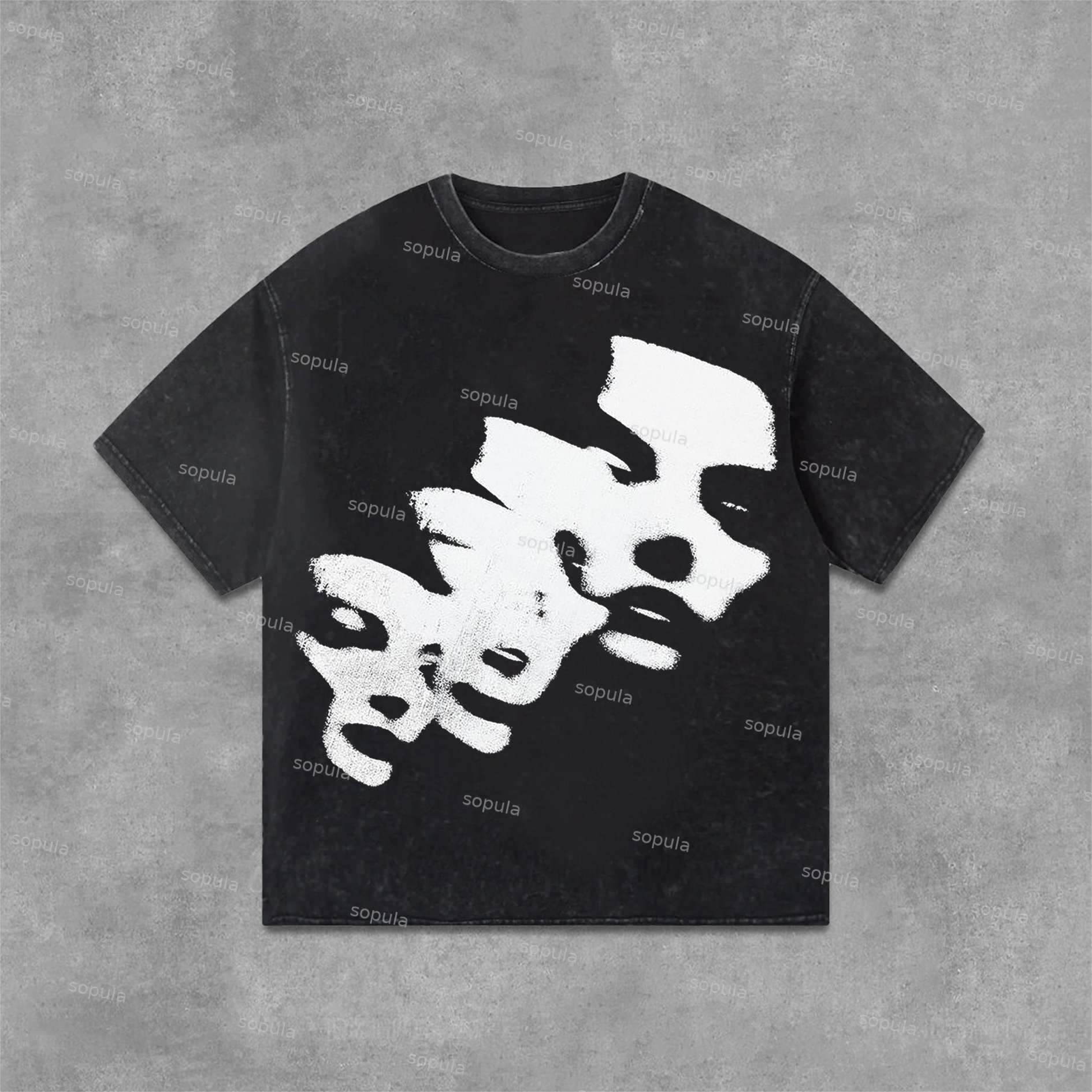 Sopula Vintage Portrait Graphic Print Acid Washed Street T-Shirt