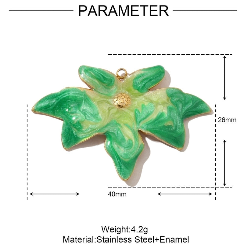 3 PCS/Package 8 * 20mm 304 Stainless Steel Leaf Flower Pendant Jewelry Accessories