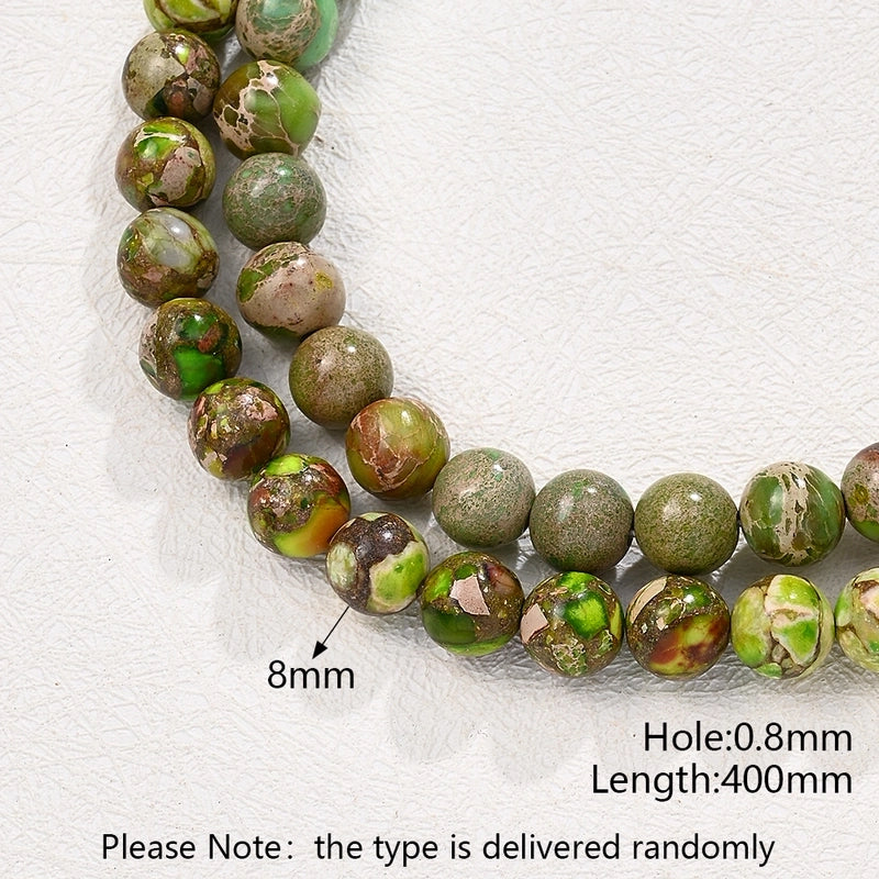 1 Strand/Package 8mm Hole Under 1mm Natural Stone Imperial Jasper Marble Simple Polished Beads