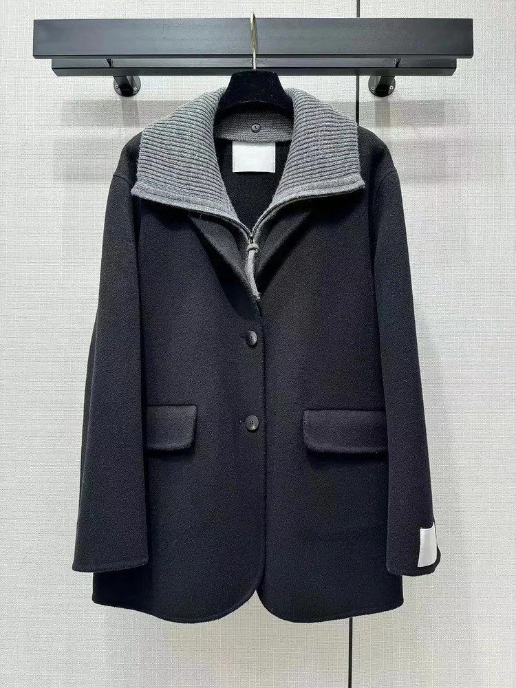 Knitted Collar Winter New Wool Jacket Coat  Women's Clothing