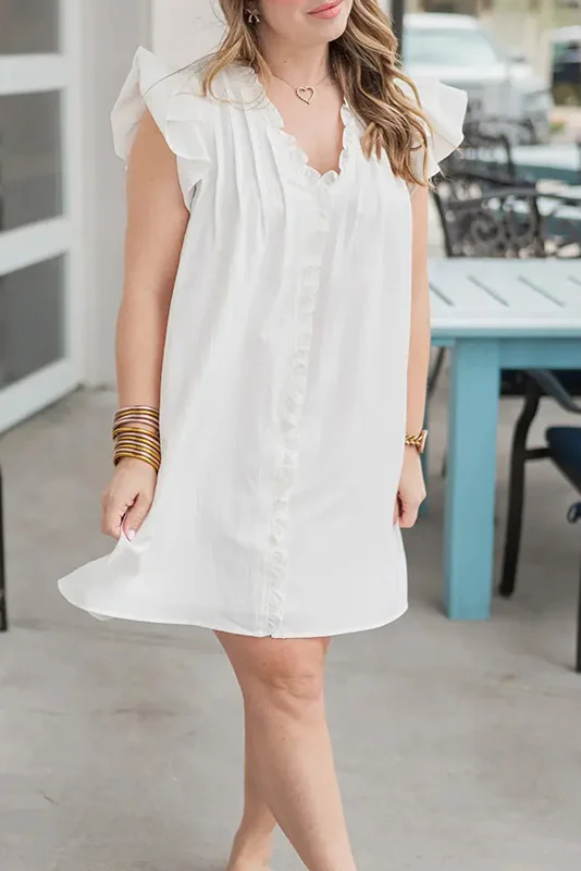 Solid Color Ruffle Mini Dress