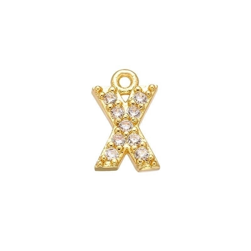 1 Piece 925 Sterling Silver Zircon 22K Gold Plated Rhodium Plated Letter Pendant Charms