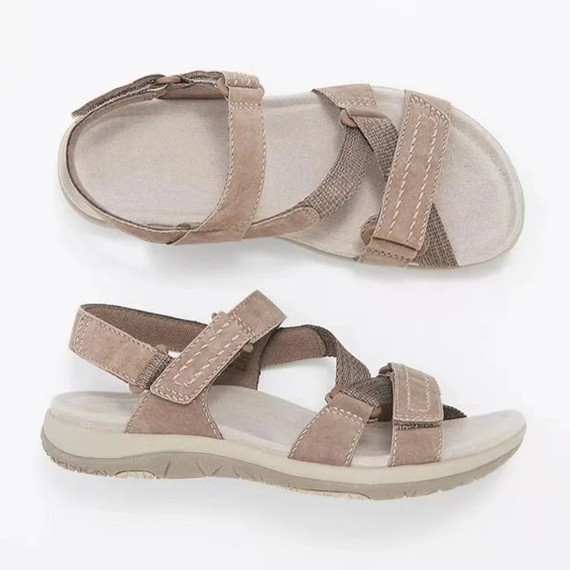 2021 New Summer Sandals Women Flat Ladies Comfortable Ankle Hollow Open Top Velcro Sandals Soft Sole Shoes Sandalias Mujer