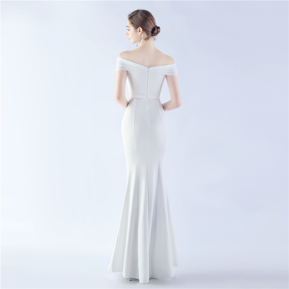 Classic Satin Off Shoulder Long Evening Dress - Elegant & Timeless - Ootddress