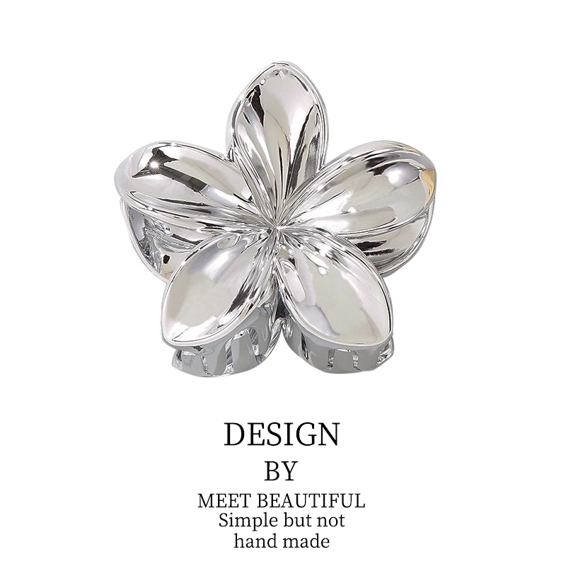 Europe And America Metal Feeling Plumeria Rubra Grip Holiday Hot Selling Glossy Flowers Hair Jaw Clip Grip Updo Shark Clip Hair Accessories