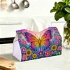 (24cm)Diamond Art Tissue Box Cover DIY PU Desktop Organizer Large(Butterfly)
