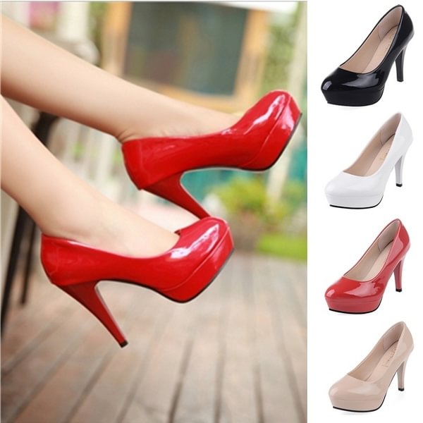 Womens OL Office Fashion Ladies Platform High Heels New Arrival Round Toe Red Bottom High Heels Shoes Women Spring Pumps - Life is Beautiful for You - SheChoic