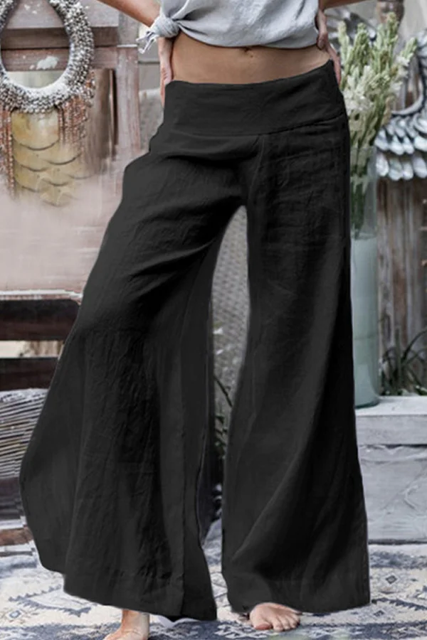 Casual solid color wide-leg pants