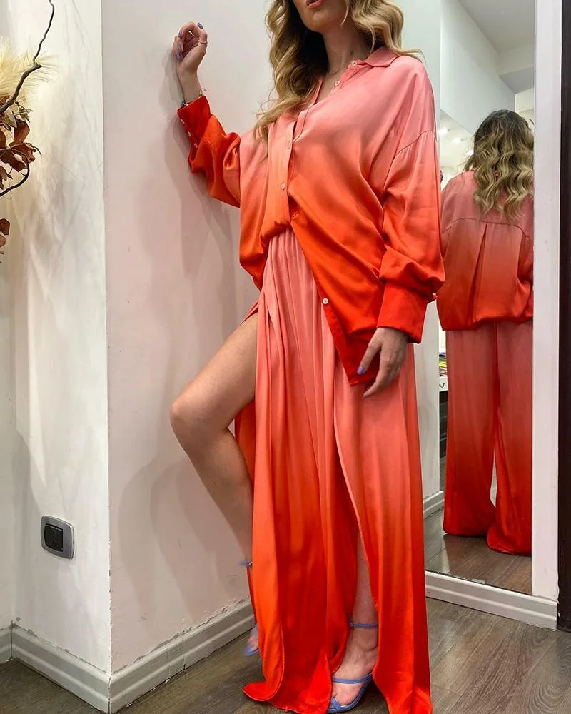 Two-piece suit in gradient colors