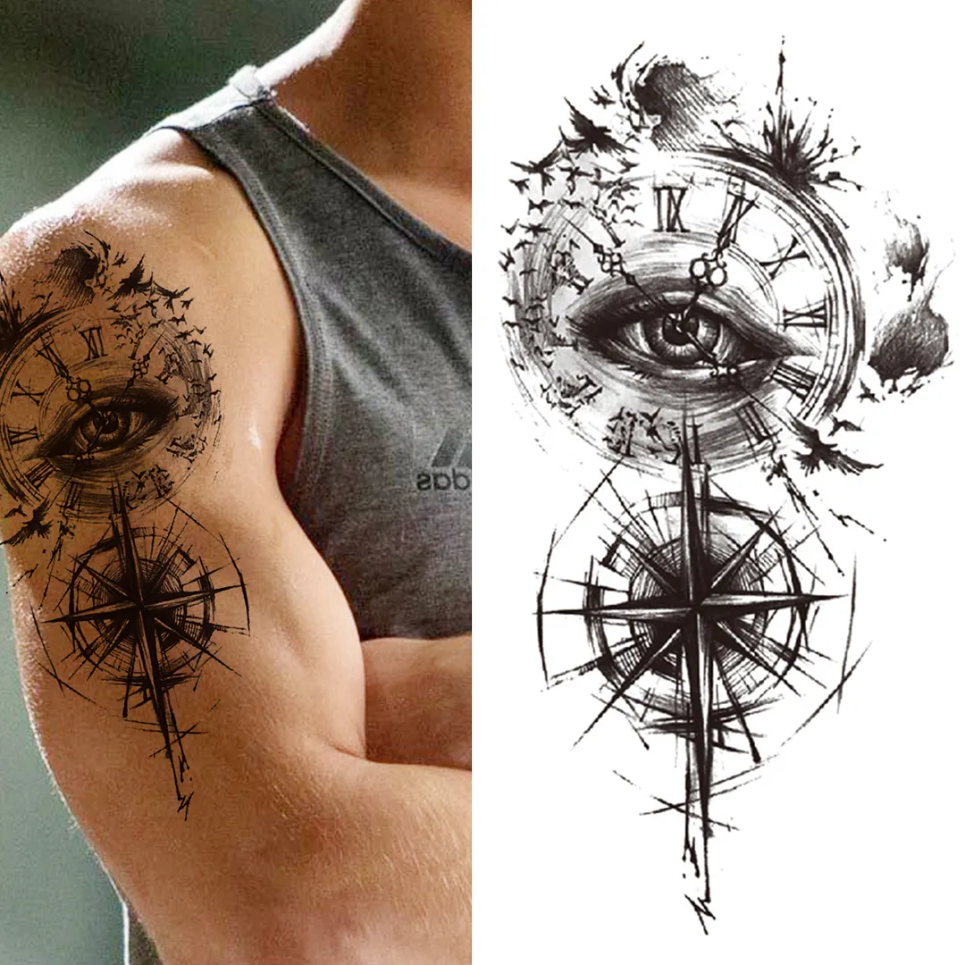 Sdrawing Pendant Temporary Tattoo For Women Men Butterfly Elephant Flower Fake Tattoo Waterproof Half Sleeve Thigh Tatoo Sticker