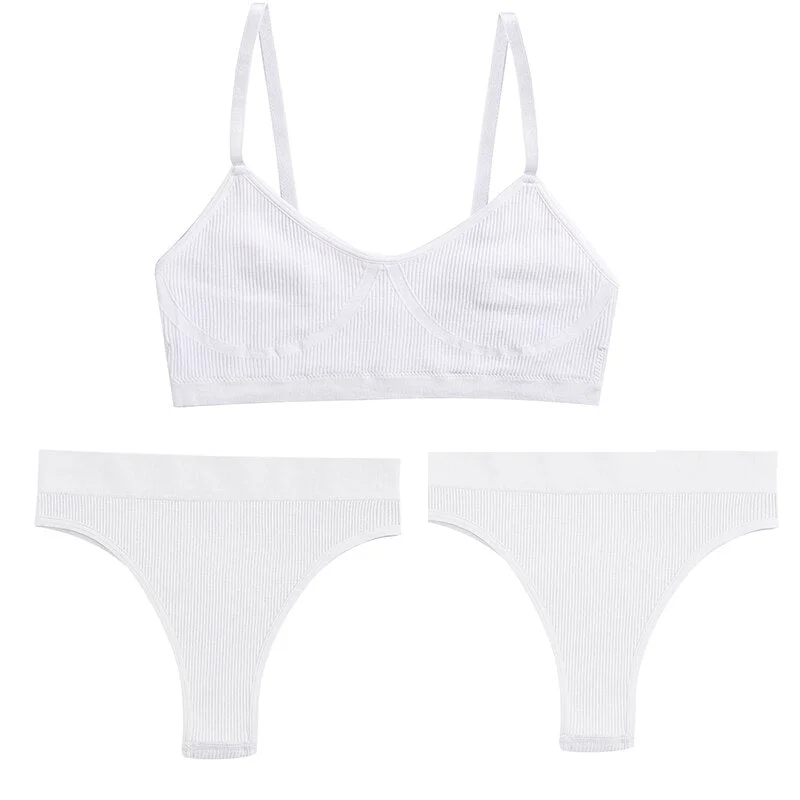 Women Push Up Sports Lingerie Brassiere Set Sexy G-String Seamless Active Bra Panties Set Crop Top High Waist Thong Underwear