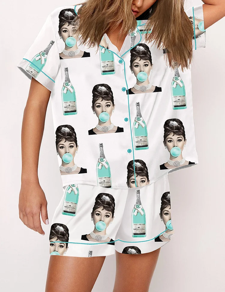 Women's Audrey Hepburn Tiffany's Champagne Pajama Set
