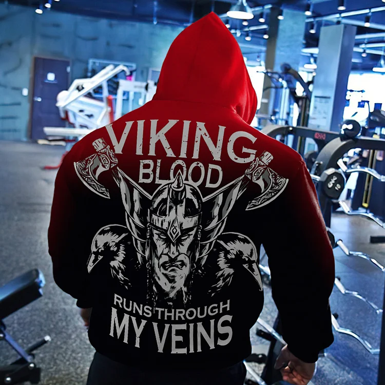 Viking Blood Gradient Casual Hoodie