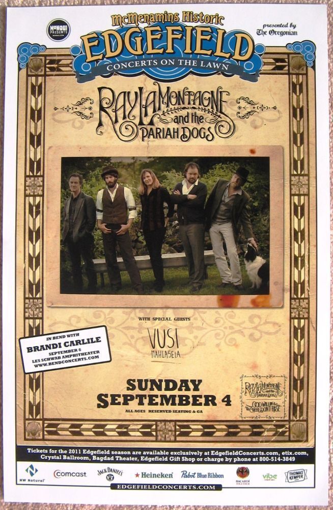 RAY LaMONTAGNE 2011 Gig POSTER Edgefield Portland Oregon Concert