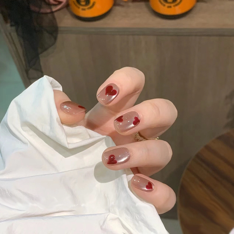 Wear Nail Beauty Nail Piece TikTok Hot Blush Gradient Butterfly Nail Sticker Finished Detachable Fake Nail